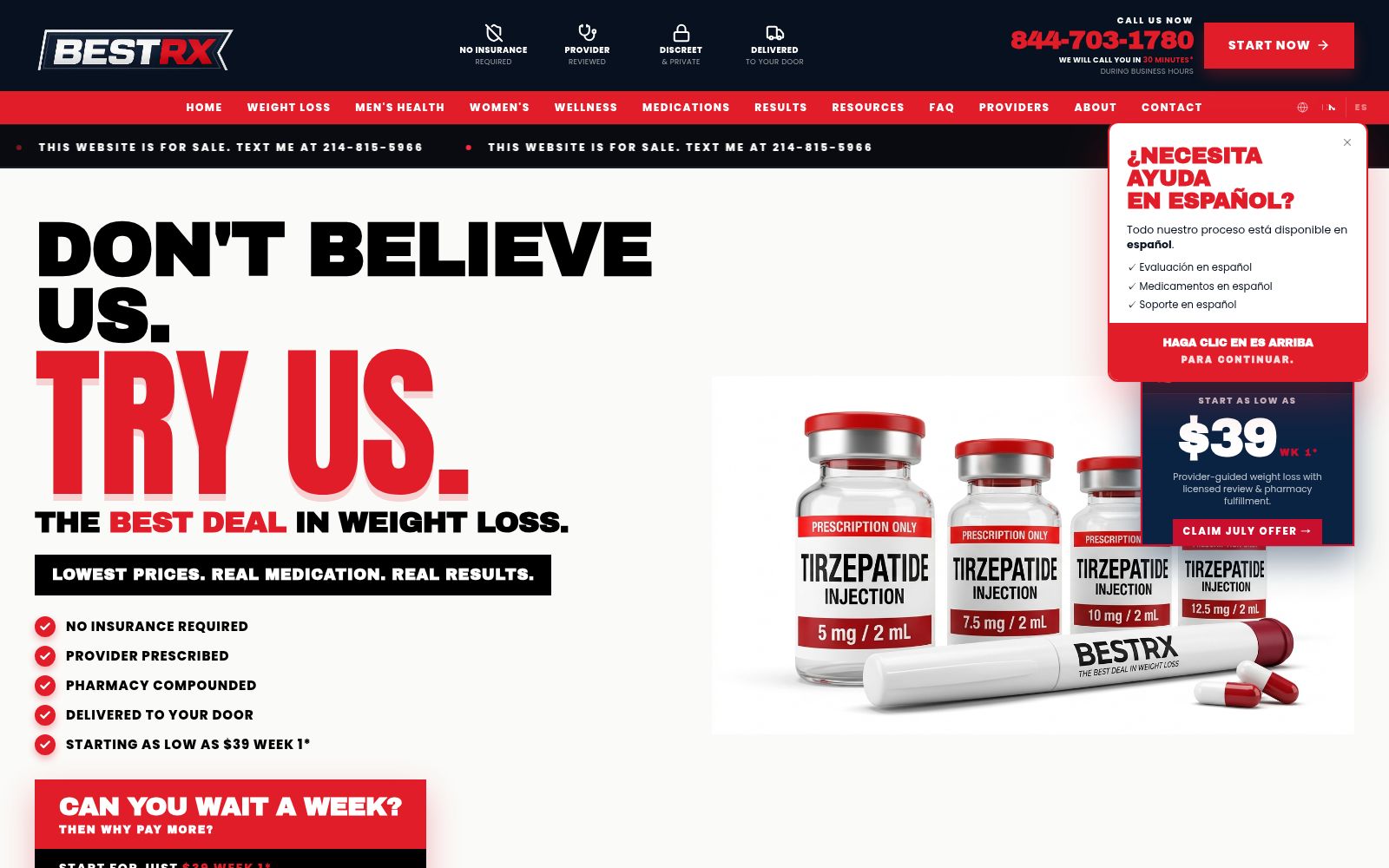 BestRx live homepage