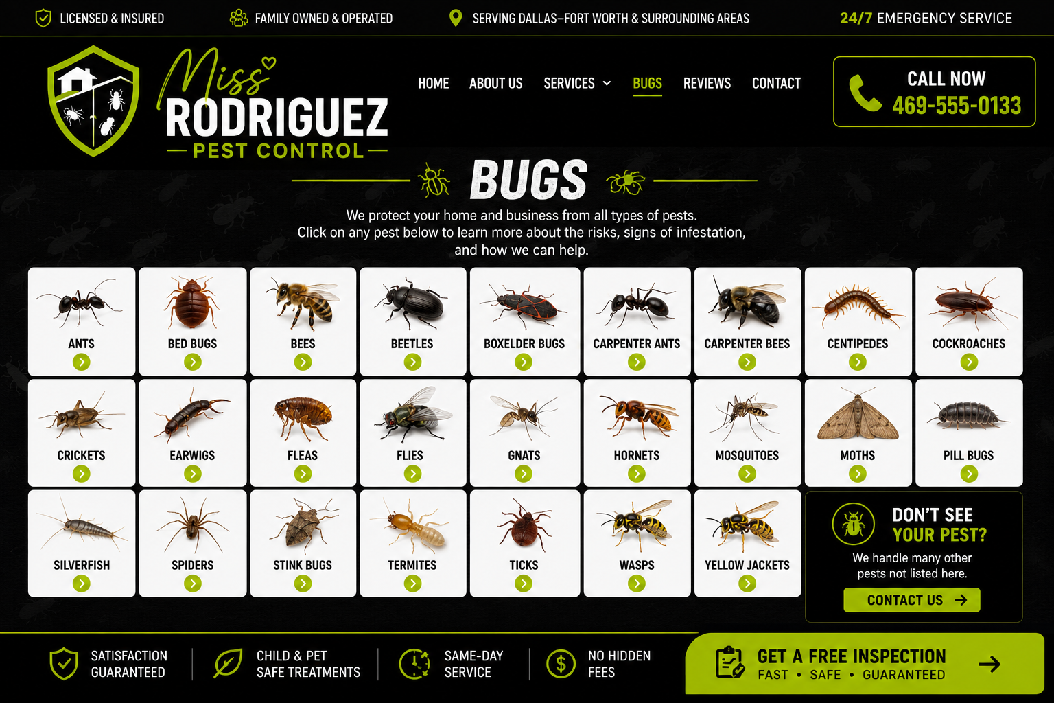 Miss Rodriguez Pest Control — pest library grid page