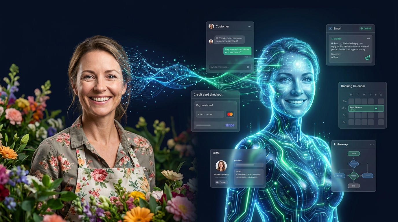 Business owner and their glowing AI twin — Florist